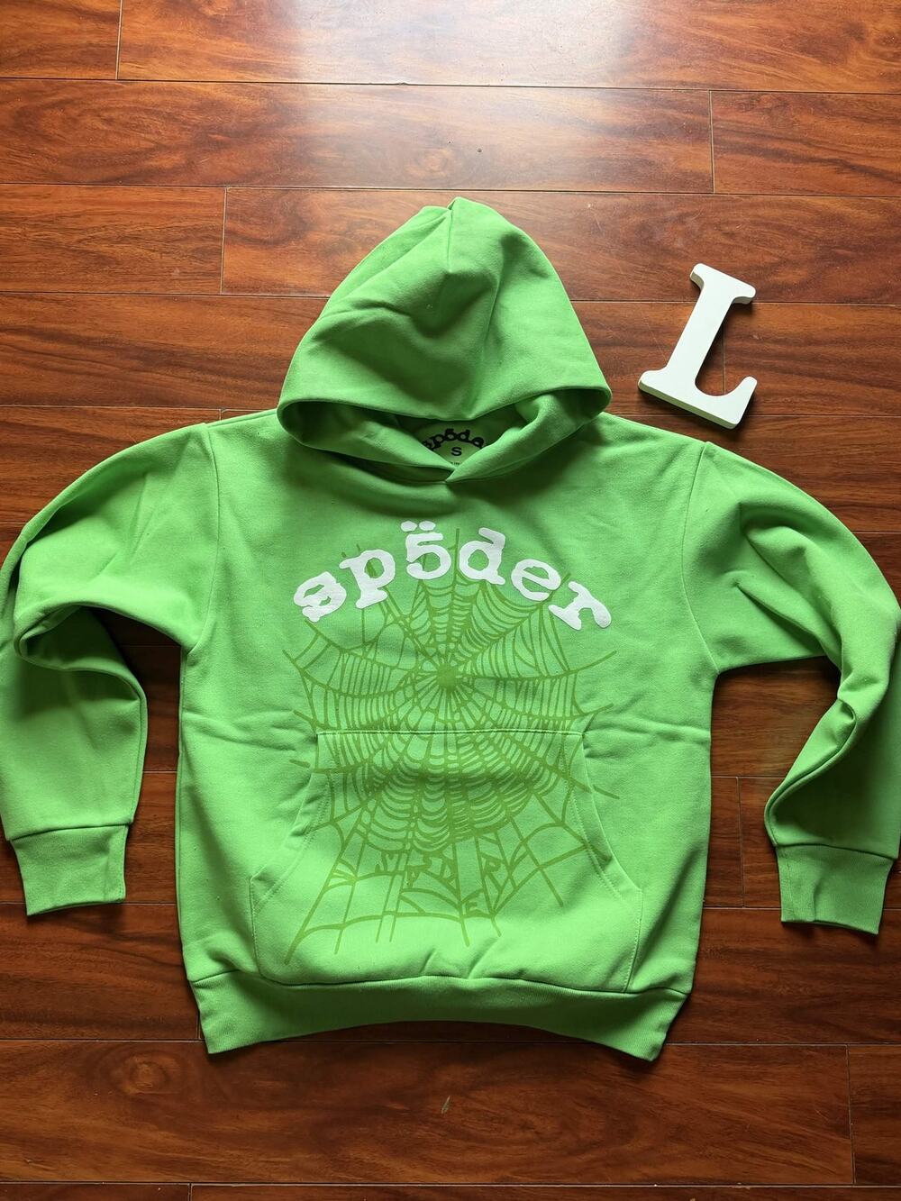 Sp5der Green Web Hoodie Size L